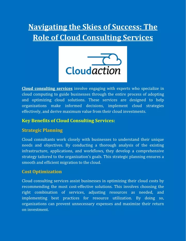 navigating the skies of success the role of cloud