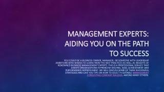 management experts aiding you on the path to success