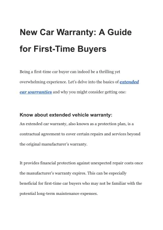 new car warranty a guide
