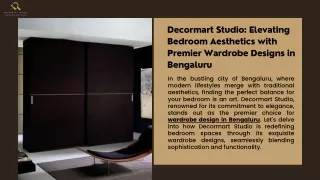 Decormart Studio Elevating Bedroom Aesthetics with Premier Wardrobe Designs in Bengaluru