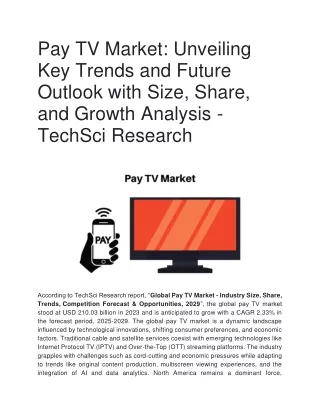 Pay TV Market: Unveiling Key Trends and Future Outlook with Size, Share, and Gro