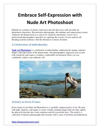 Embrace Self-Expression with Nude Art Photoshoot