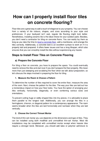 How can I properly install floor tiles on concrete flooring