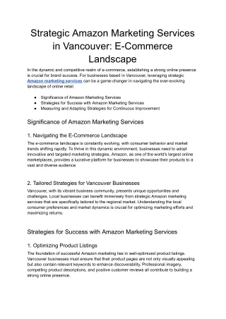 Strategic Amazon Marketing Services in Vancouver_ E-Commerce Landscape
