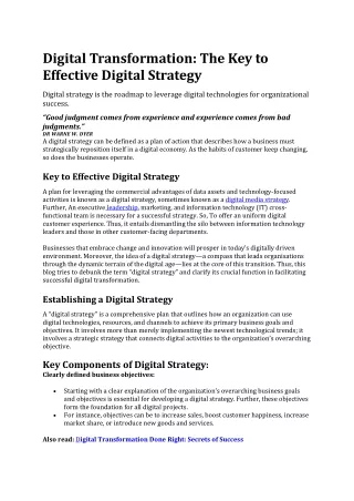 Key to Effective Digital Strategy - Learn Transformation