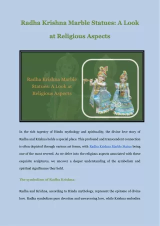 Radha Krishna Marble Statues A Look at Religious Aspects