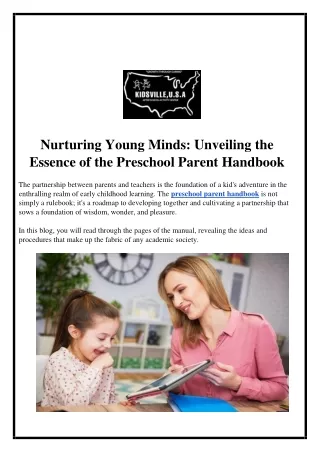 preschool parent handbook