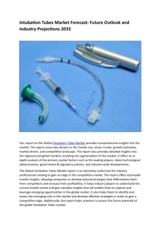 intubation tubes market forecast future outlook
