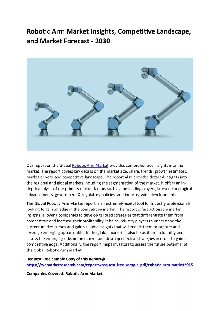 robotic arm market insights competitive landscape