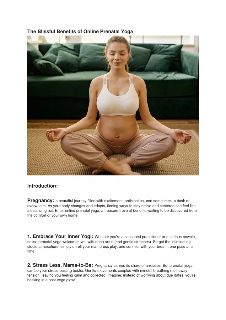 the blissful benefits of online prenatal yoga