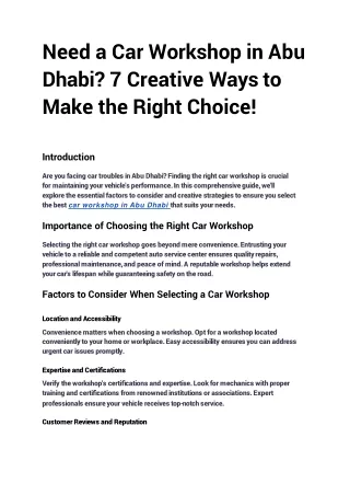 need a car workshop in abu dhabi 7 creative ways to make the right choice