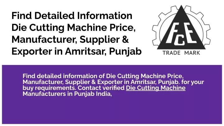 find detailed information die cutting machine