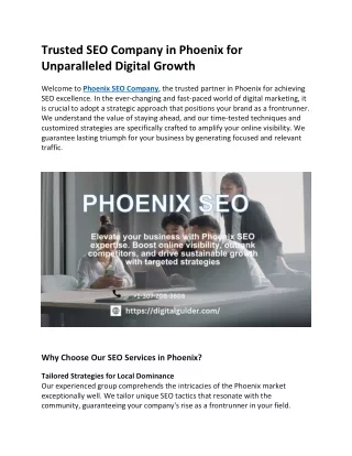 Trusted SEO Company in Phoenix for Unparalleled Digital Growth