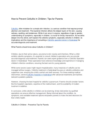 How to Prevent Cellulitis in Children: Tips for Parents