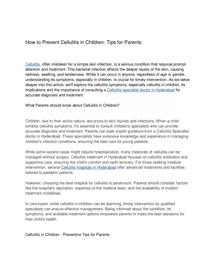 how to prevent cellulitis in children tips