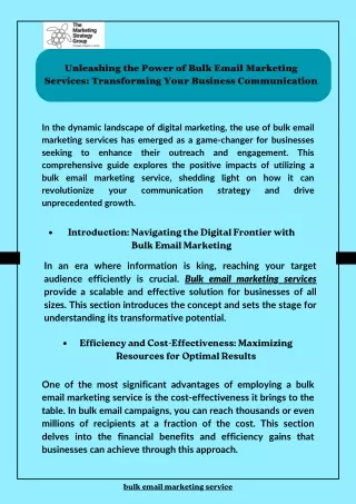 Unleashing the Power of Bulk Email Marketing Services: Transforming Your Busines