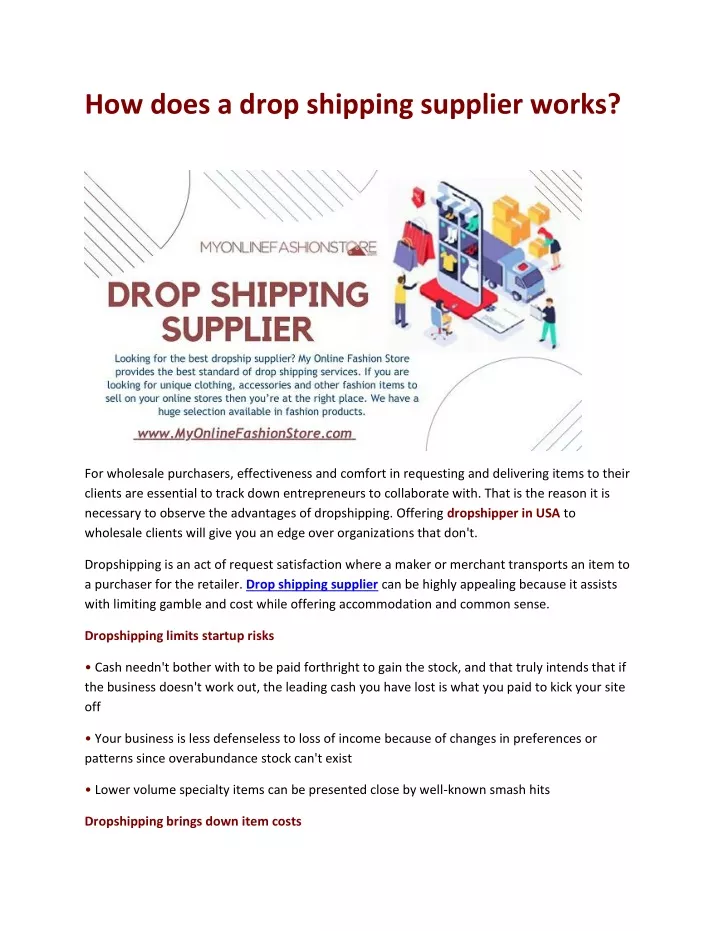 how does a drop shipping supplier works