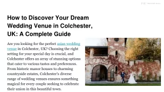 How to Discover Your Dream Wedding Venue in Colchester, UK_ A Complete Guide