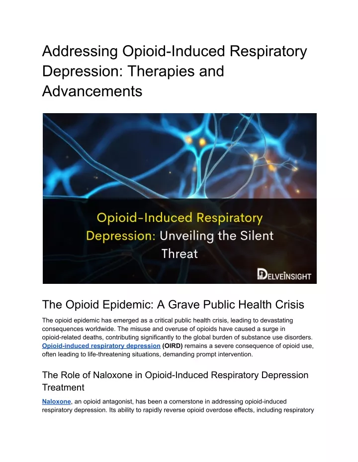 addressing opioid induced respiratory depression