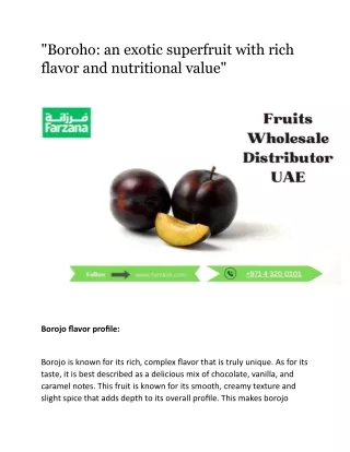 boroho an exotic superfruit with rich flavor