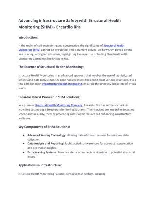 Infrastructure Safety with Structural Health Monitoring (SHM)