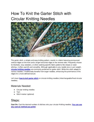 How To Knit The Garter Stitch With Circular Knitting Needles