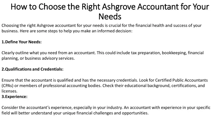 how to choose the right ashgrove accountant