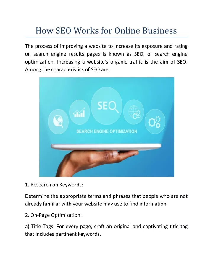 how seo works for online business