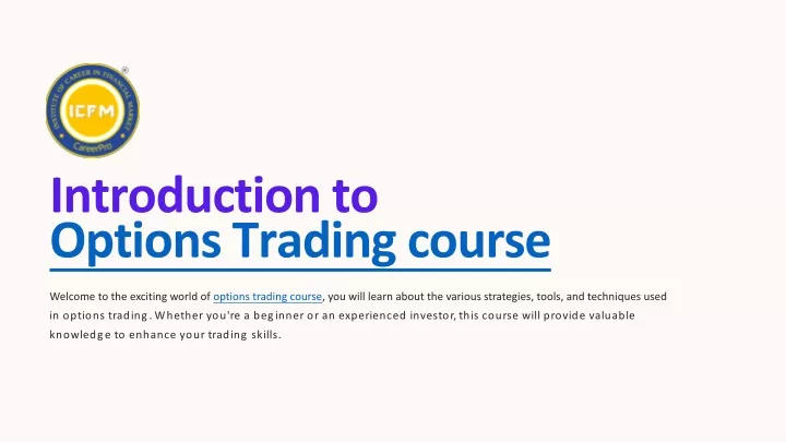 introduction to options trading course