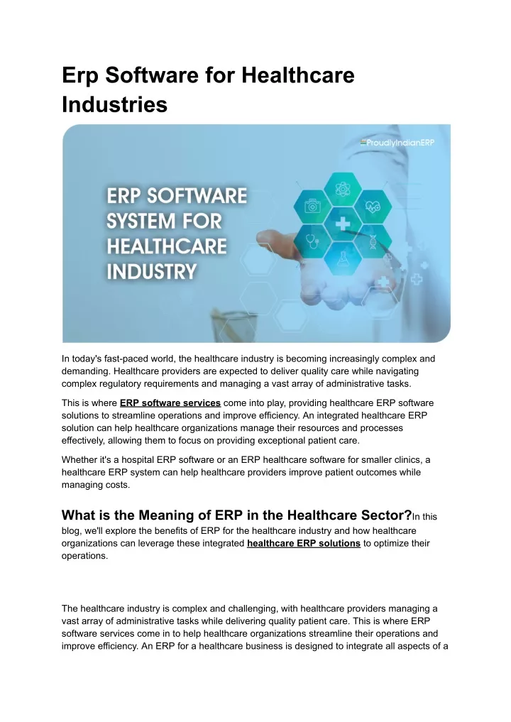 erp software for healthcare industries