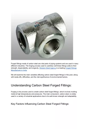 Unveiling the World of Carbon Steel Forged Fittings