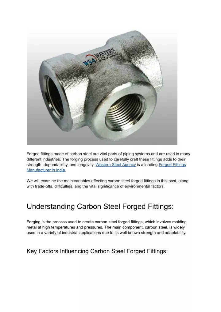 forged fittings made of carbon steel are vital