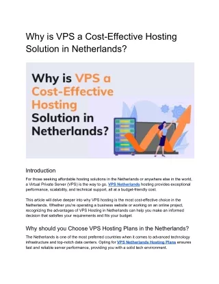 Why is VPS a Cost-Effective Hosting Solution in Netherlands