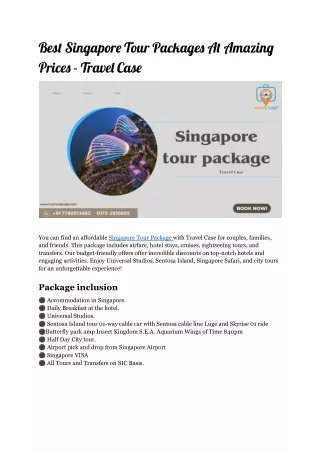 Best Singapore Tour Packages At Amazing Prices - Travel Case