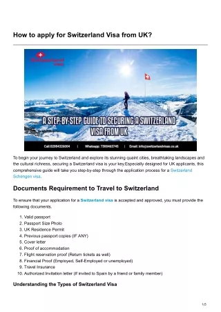 A Step-by-Step Guide to Securing a Switzerland Visa from UK