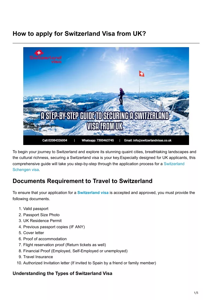 how to apply for switzerland visa from uk