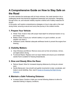 CDA Blog_- A Comprehensive Guide on How to Stay Safe on the Road_