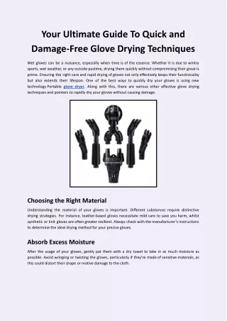 Your Ultimate Guide To Quick and Damage-Free Glove Drying Techniques