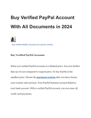 Buy Verified PayPal Account With All Documents in 2024