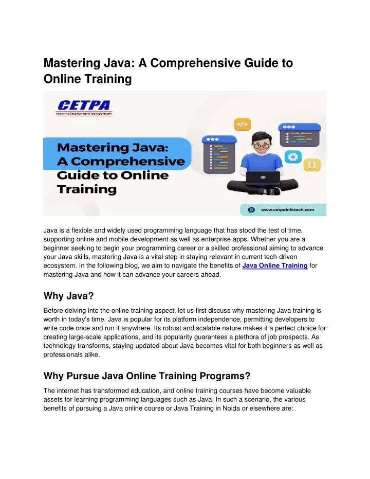 mastering java a comprehensive guide to online