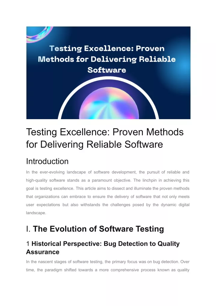 testing excellence proven methods for delivering