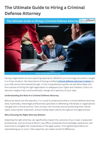 The Ultimate Guide to Hiring a Criminal Defense Attorney
