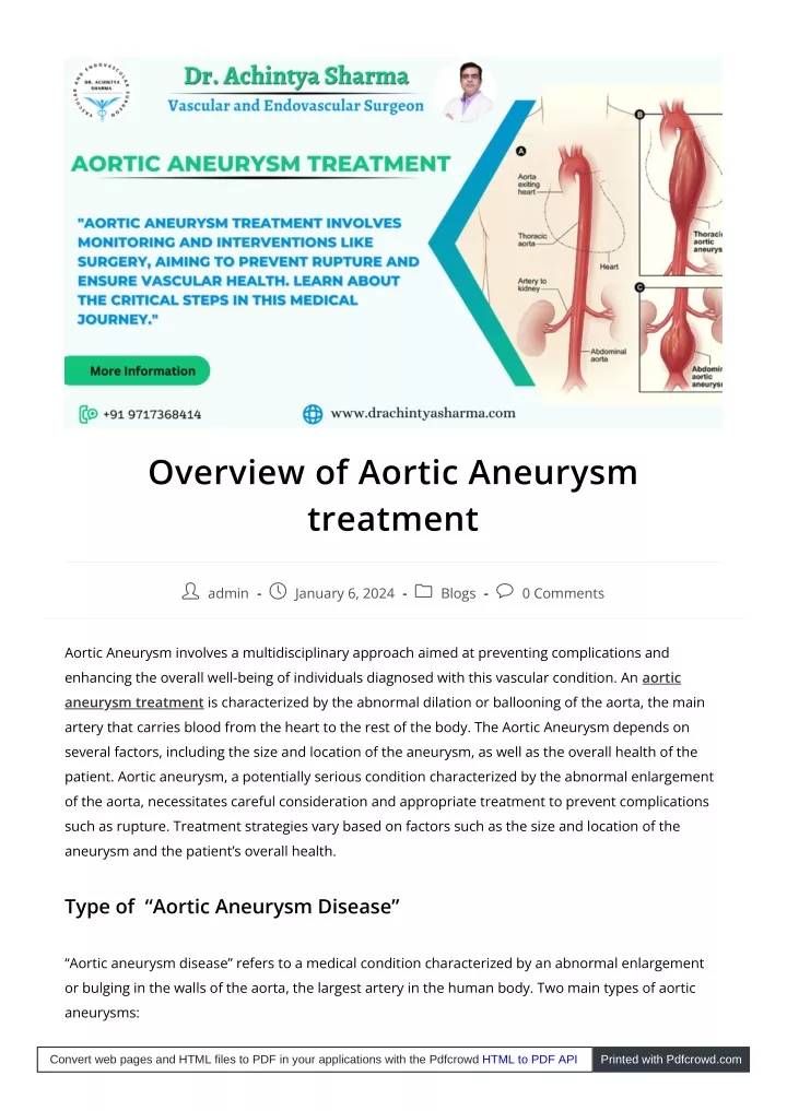 overview of aortic aneurysm treatment