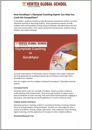 How Gorakhpur's Olympiad Coaching Experts Can Help You Crack the Competition
