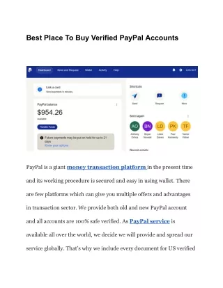 Best Place To Buy Verified PayPal Accounts