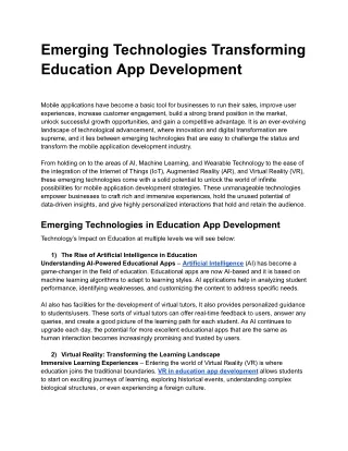 emerging technologies transforming education