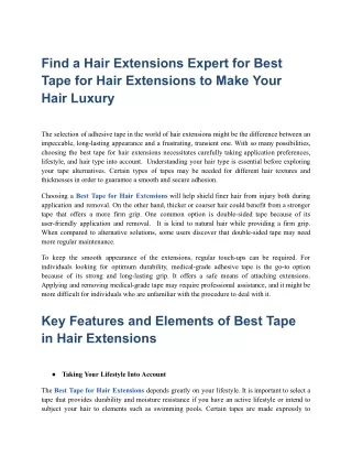 Find a Hair Extensions Expert for Best Tape for Hair Extensions to Make Your Hai