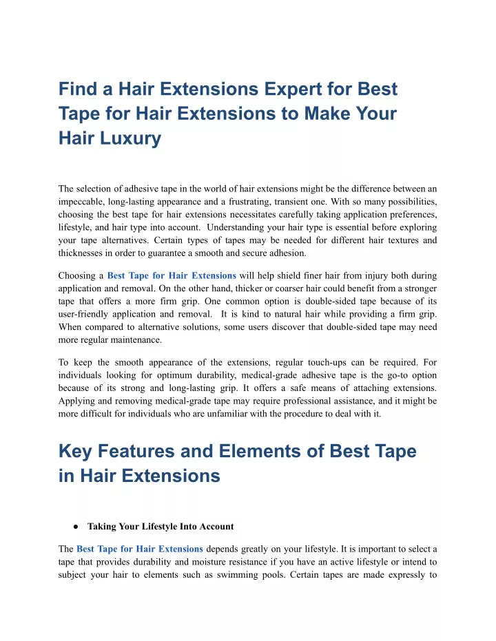 find a hair extensions expert for best tape