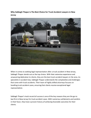 Why Sabbagh Thapar is The Best Choice for Truck Accident Lawyers in New Jersey