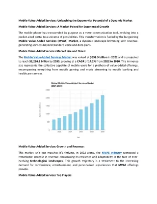 mobile value added services unleashing